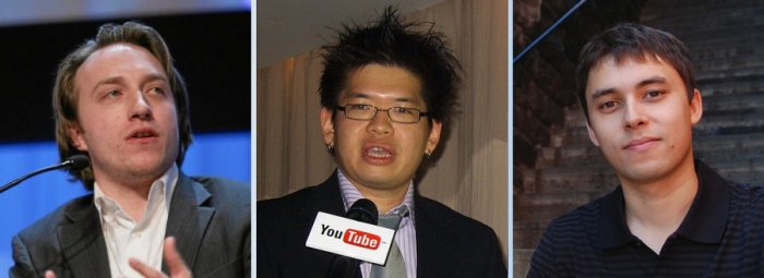 zakladatelé Youtube: Chad Hurley, Steve Chen a Jawed Karim (koláž: Ianmacm, CC BY-SA 3.0)