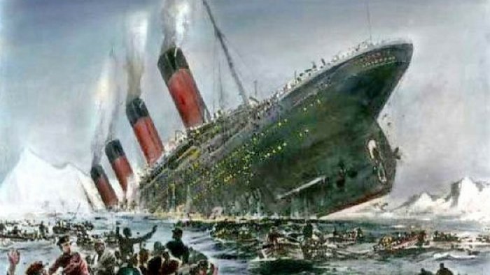 potopení Titanicu (obraz: Willy Stöwer, kolorováno)