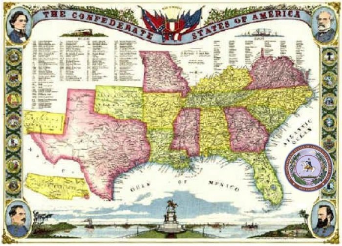 dobová mapa území Konfederace