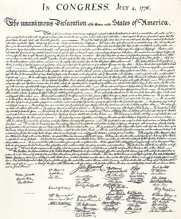 Deklarace nezávislosti amerických států (kopie z roku 1823)