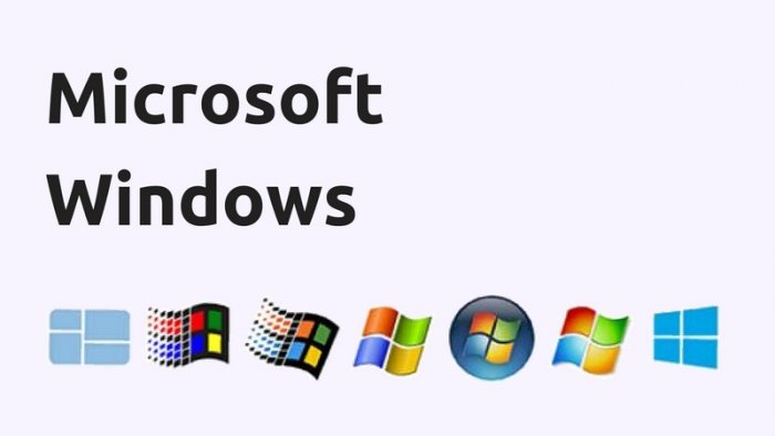 Microsoft Windows - hlavní verze operačního systému (koláž: Timixi, CC BY-NC-SA 4.0)