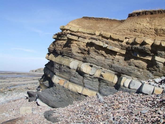 Geologická historie Země: Kilve, Anglie (foto: Rob Farrow, CC BY-SA 2.0)