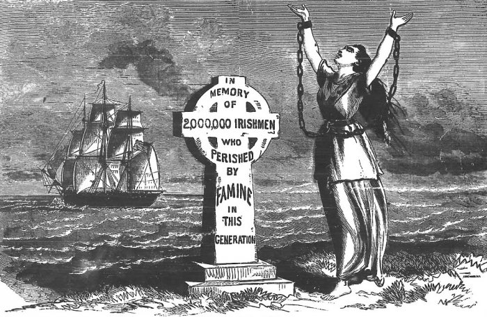 Irsko, pomník obětem Famine (dobová ilustrace)