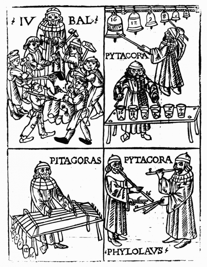 Pythagoras: ladění nástrojů (Franchino Gaffurio, public domain)