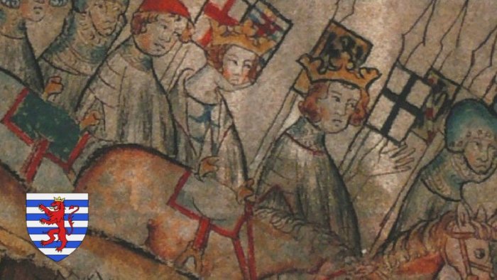 Lucemburkové: Markéta Brabantská, Balduin Lucemburský a JIndřich VII. Lucemburský (public domain)