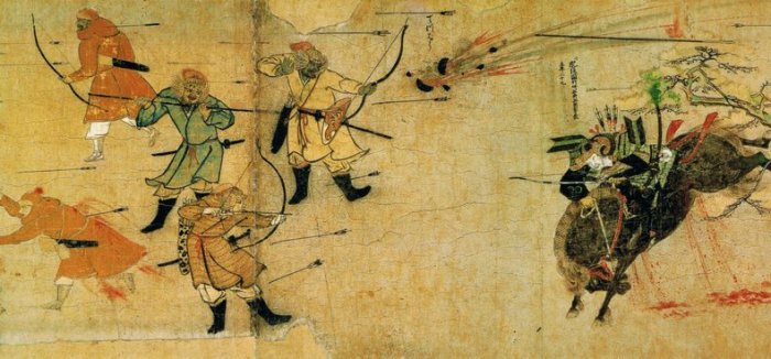 Boj Mongolů s japonským samurajem (public domain)