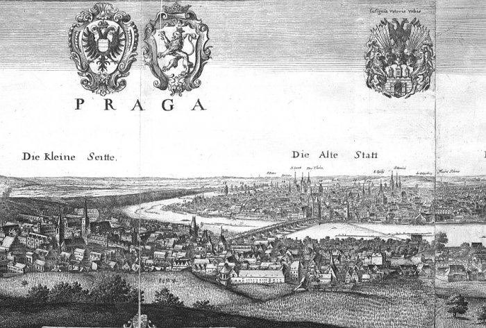 Nejstarší obce v Česku (rytina: Václav Hollar, Praha - Staré Město, public domain)
