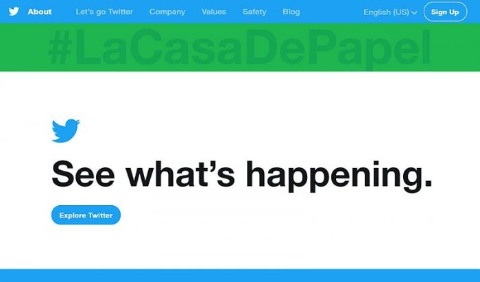 Twitter, motto on social net page (screen: Twitter, assembly: Timixi, CC BY-NC-SA 4.0)
