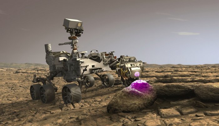 Rover Perseverance s geologickým rentgenem PIXL, USA (vizualizace: NASA/JPL-Caltech)